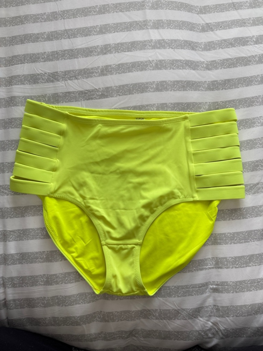 KIAVA Neon Yellow High-Waist Bikini Bottoms